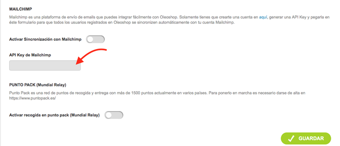 Tengo problemas con la API key de Mailchimp | 