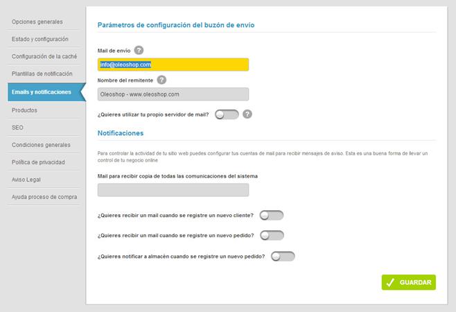 Emails y notificaciones | 
