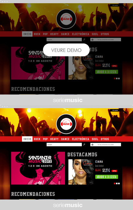 Ejemplo de tienda online con la plantilla Oleoshop Music