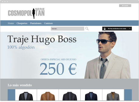 Ejemplo de tienda online con la plantilla Oleoshop Cosmopolitan